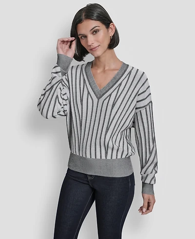 Dkny Women's Long Sleeve V-Neck Sweater