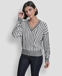 Dkny Women's Long Sleeve V-Neck Sweater