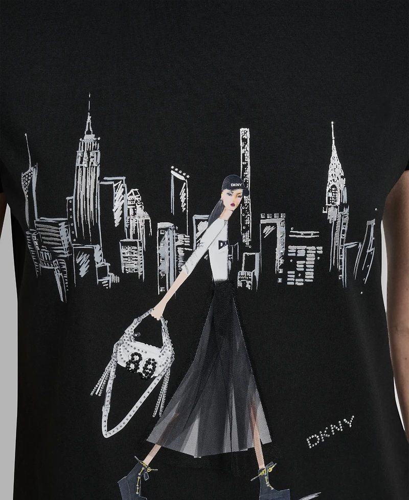 Dkny Women's Nyc Skyline Conversational T-Shirt
