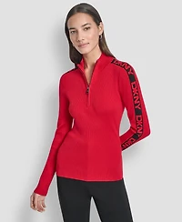 Dkny Women's Quarter Zip Mock Neck Sweater