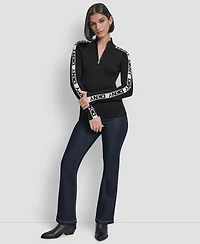 Dkny Women's Quarter Zip Mock Neck Sweater