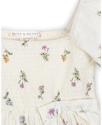 Hope & Henry Toddler Girls' Organic Bubble Sleeve Smocked Dress