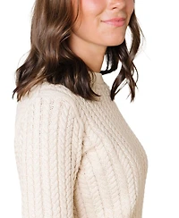 Hope & Henry Women's Organic Peasant Sleeve Cable Sweater