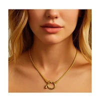 Lucky Lock Carabiner Necklace – Two-Tone Mixed Metal Horseshoe Pendant Chain