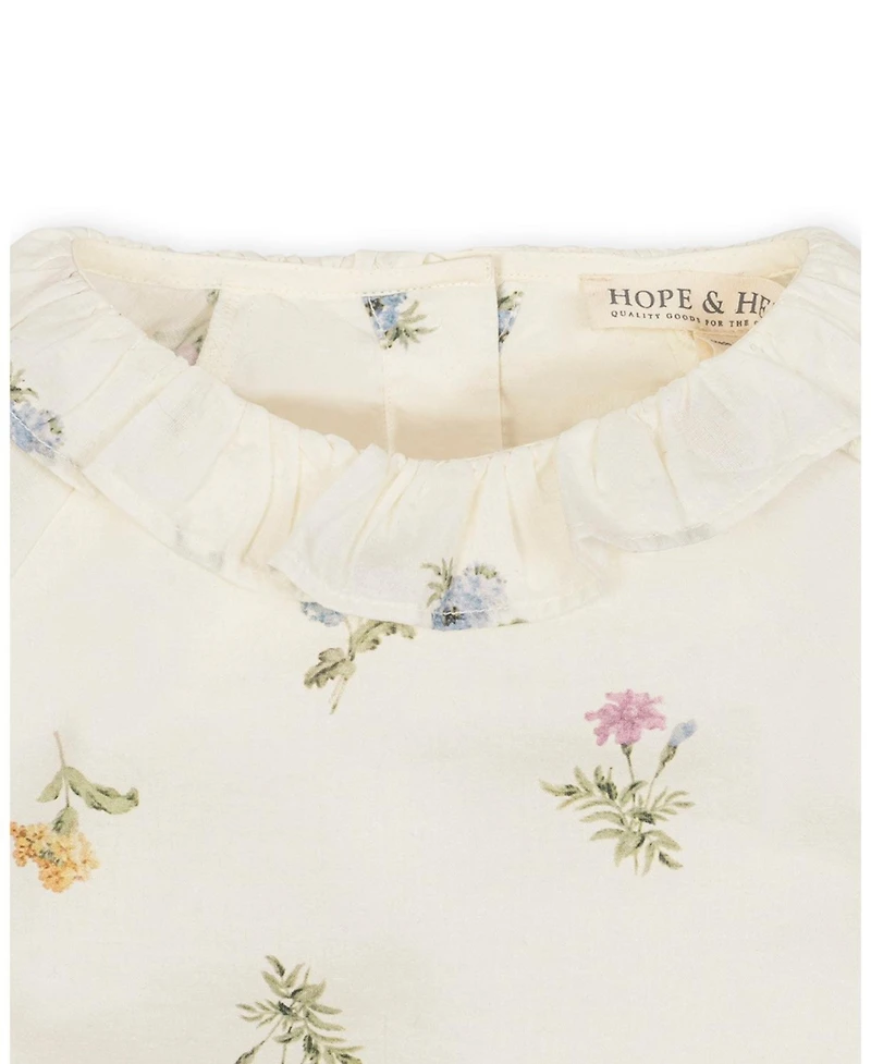 Hope & Henry Little Girls Organic Long Sleeve Ruffle Collar Top