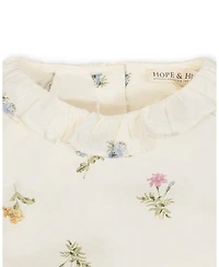Hope & Henry Little Girls Organic Long Sleeve Ruffle Collar Top