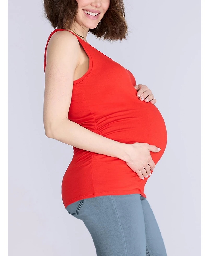 Motherhood Maternity Women's Scoop Neck Side-Ruched Tank Top