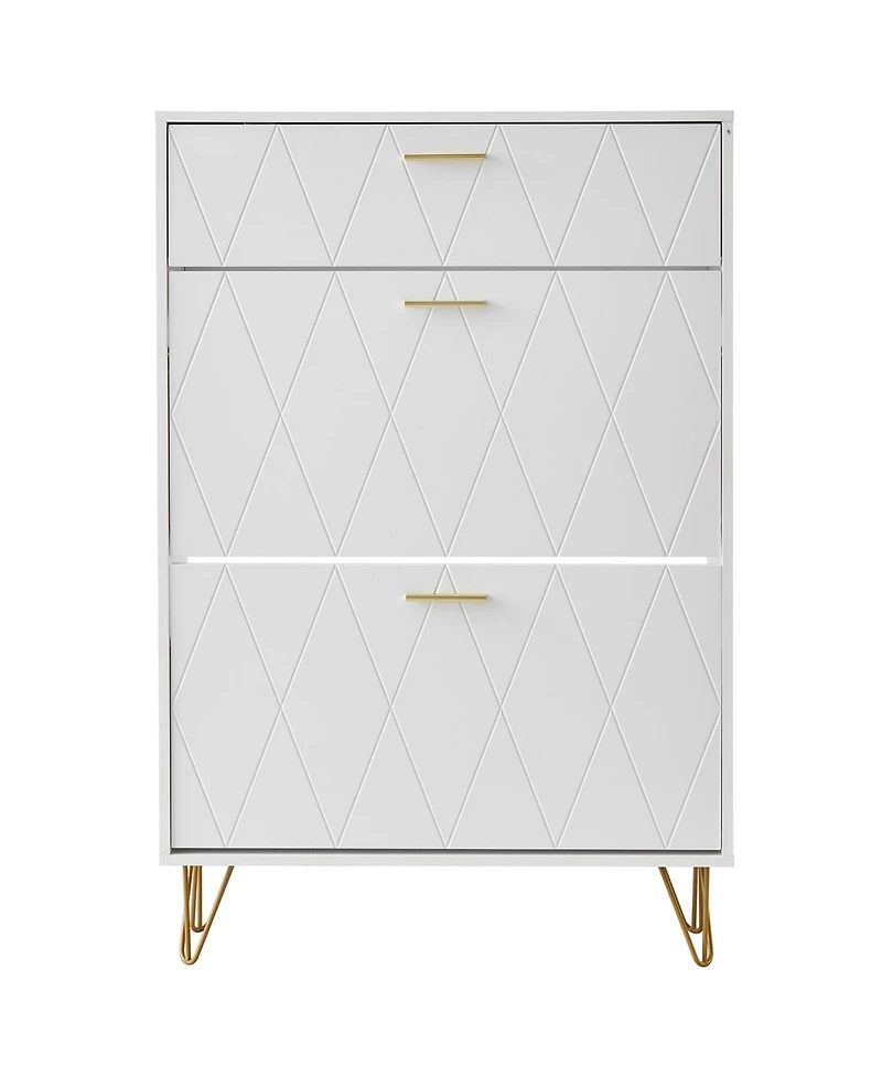 Slickblue Shoe Cabinet with 3 Flip Drawers, Freestanding Entryway Organizer for Boots and Heels