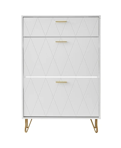 Slickblue Shoe Cabinet with 3 Flip Drawers, Freestanding Entryway Organizer for Boots and Heels