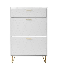 Slickblue Shoe Cabinet with 3 Flip Drawers, Freestanding Entryway Organizer for Boots and Heels