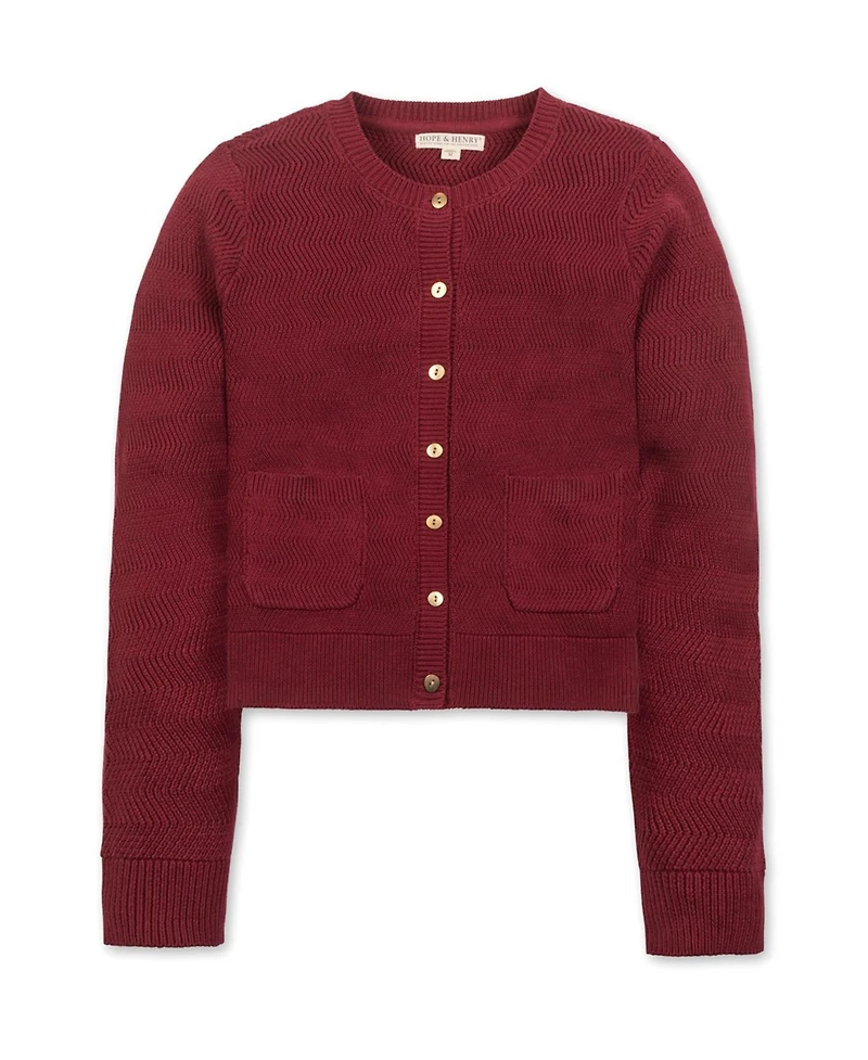 Hope & Henry Women's Organic Chevron Stitch Cardigan Sweater