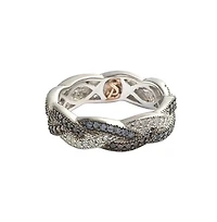 Suzy Levian Sterling Silver Cubic Zirconia Crossover Eternity Band