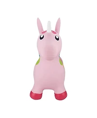 BounceZiez Inflatable Bouncy Ride-On Hopper W/ Pump - Pink Unicorn