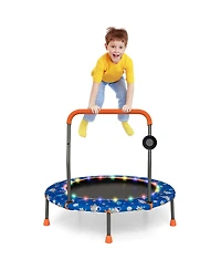 Akiudex 36-Inch Mini Trampoline with Colorful Led Lights and Bluetooth Speaker