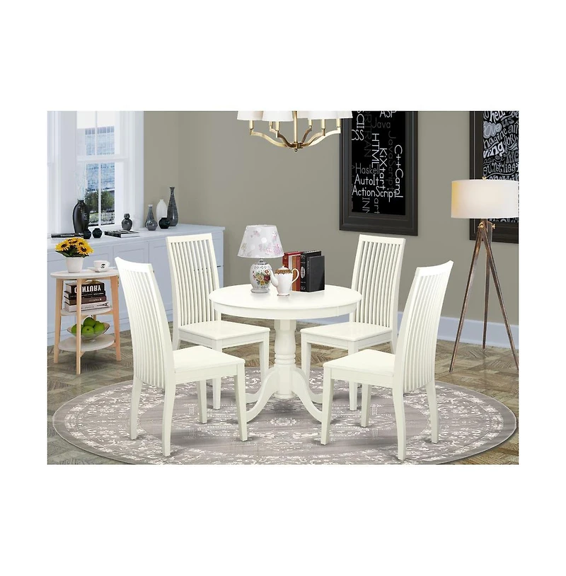 East West Furniture Dining Room Set Linen White