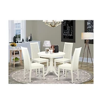 East West Furniture Dining Room Set Linen White