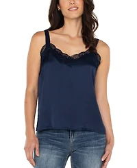 Liverpool Los Angeles Women's Lace Trim Satin Tank Top