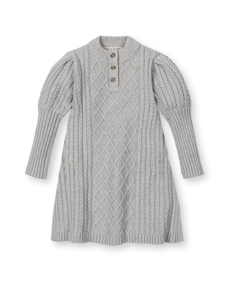 Hope & Henry Big Girls Organic Long Sleeve Mock Neck Button Placket Sweater Dress