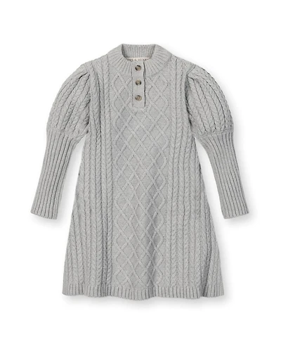 Hope & Henry Big Girls Organic Long Sleeve Mock Neck Button Placket Sweater Dress