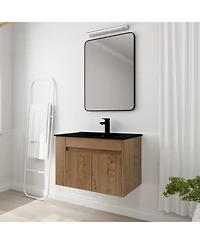 Casainc 30 Inch Bathroom Vanity with Black Ceramic Basin and Adjustable Open Shelf