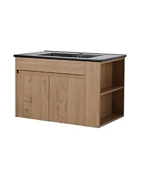 Casainc 30 Inch Bathroom Vanity with Black Ceramic Basin and Adjustable Open Shelf