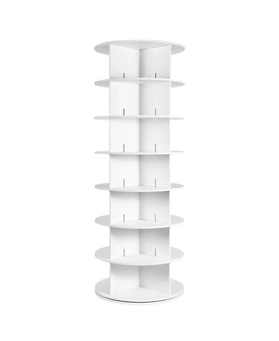 Slickblue Round 7-Tier Shoe Carousel, Rotating Shoe Rack Tower for Living Room or Entryway