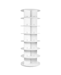 Slickblue Round 7-Tier Shoe Carousel, Rotating Shoe Rack Tower for Living Room or Entryway