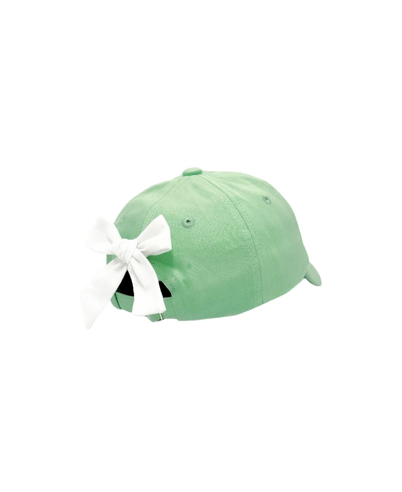 Bits & Bows Girls Pumpkin Bow Baseball Hat in Green