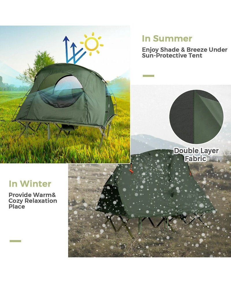 Akiudex 2-Person Outdoor Camping Tent with External Cover - Green