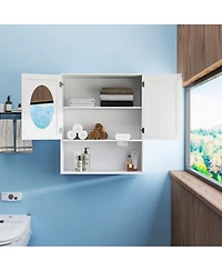 Casainc Wall Mount Bathroom Mirror Cabinet with Dual Doors and Tissue Slot