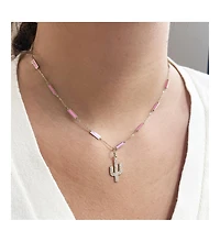 The Lovery Bubblegum Pink Bar Chain Necklace 14K Gold