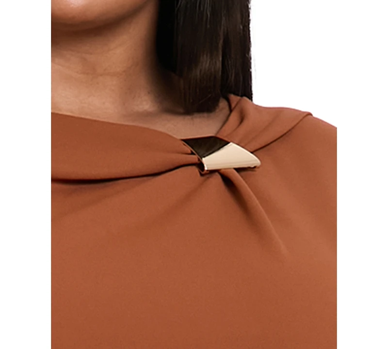 London Times Plus Fit and Flare Short Sleeve Dress