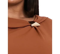 London Times Plus Fit and Flare Short Sleeve Dress