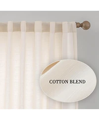 Awesome Home Cotton Blend Light Filtering Back Tab Curtains (2 Panels), 52"x108"