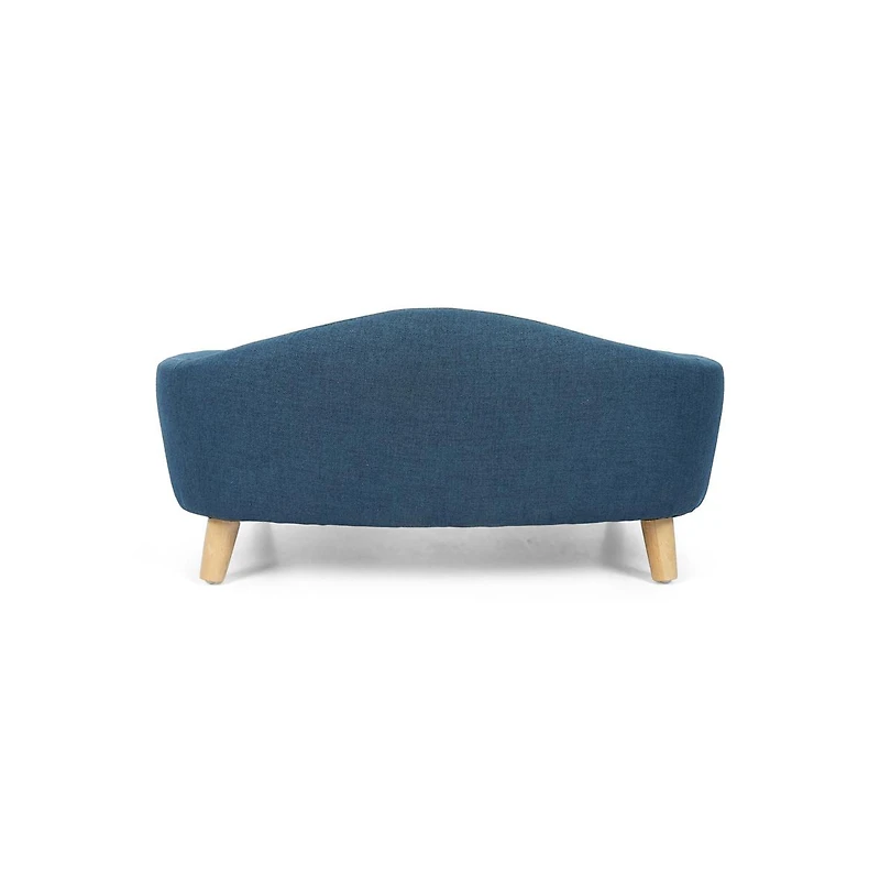 Zeus & Ruta Blue Corduroy Elevated Pet Couch with Wood Legs