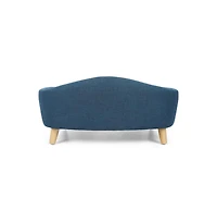 Zeus & Ruta Blue Corduroy Elevated Pet Couch with Wood Legs