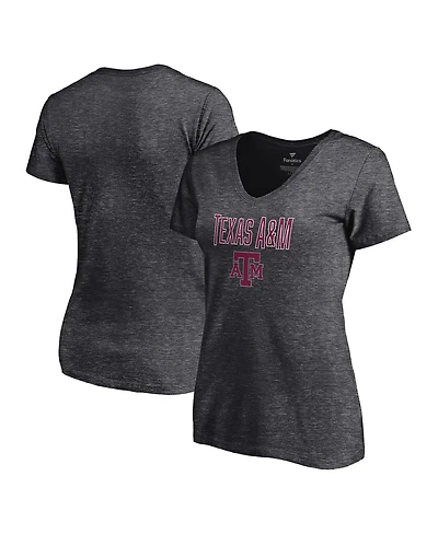 Fanatics Women's Heather Charcoal Texas A&M Aggies Team Lockup V-Neck T-Shirt