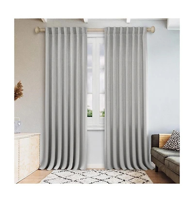 Awesome Home Extra Long Linen Blend Light Filtering Curtains for Living Room (2 Panels