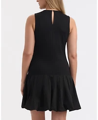 Ellen Tracy Women's Mixed Media Balloon Skirt Dress