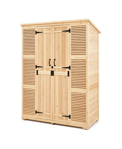 Slickblue Outdoor Wooden Storage Shed with Lock, Waterproof Garden Tool Organizer