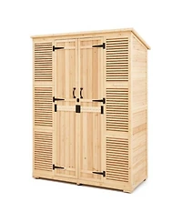 Slickblue Outdoor Wooden Storage Shed with Lock, Waterproof Garden Tool Organizer
