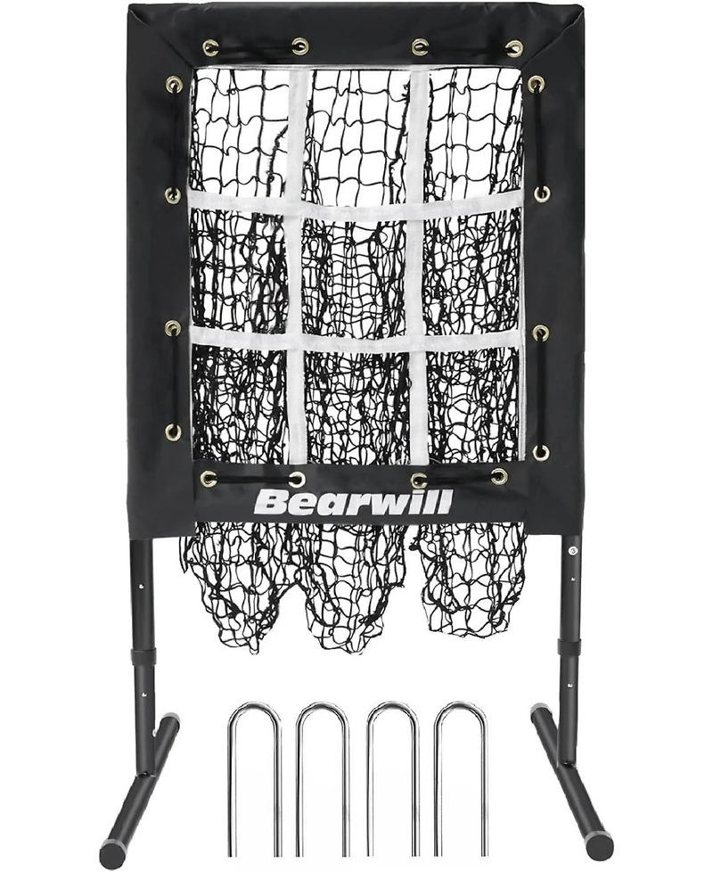 Bearwill 9 Hole Pitching Net for Baseball & Softball - with Strike Zone, Adjustable Throwing Target, Training Equipment