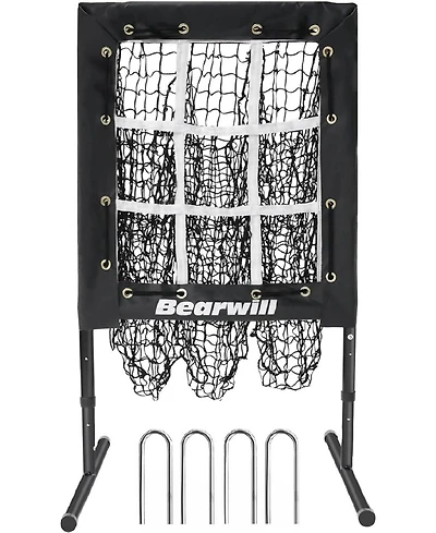 Bearwill 9 Hole Pitching Net for Baseball & Softball - with Strike Zone, Adjustable Throwing Target, Training Equipment