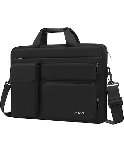 Mosiso Black 15-15.6 Inch Laptop Shoulder Bag - Compatible with MacBook Pro 16", Hp, Dell, Lenovo - Computer Bag with 2 Raised Pockets