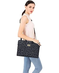 Mosiso Leopard Grain Laptop Shoulder Bag - 15-15.6" Briefcase with Belt for MacBook Air 15" (M4/M3/M2) & Pro 16" (M4/M3/M2/M1, 2019-2025)