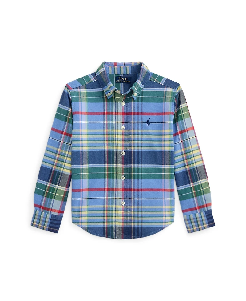Polo Ralph Lauren Toddler and Little Boys Plaid Brushed Cotton Oxford Shirt