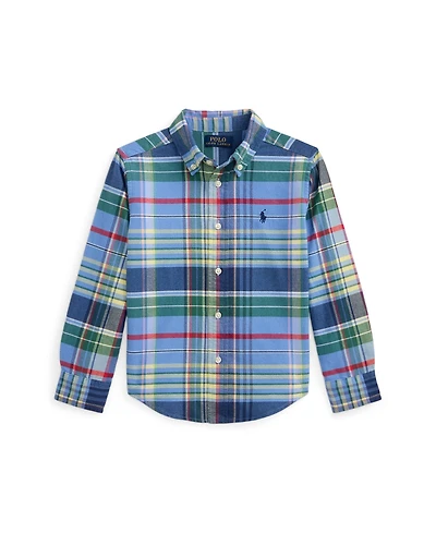 Polo Ralph Lauren Toddler and Little Boys Plaid Brushed Cotton Oxford Shirt