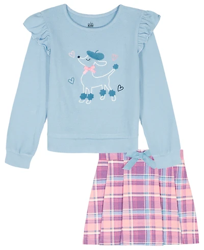 Kids Headquarters Toddler and Little Girls 2-Piece Printed Skirt Top Set