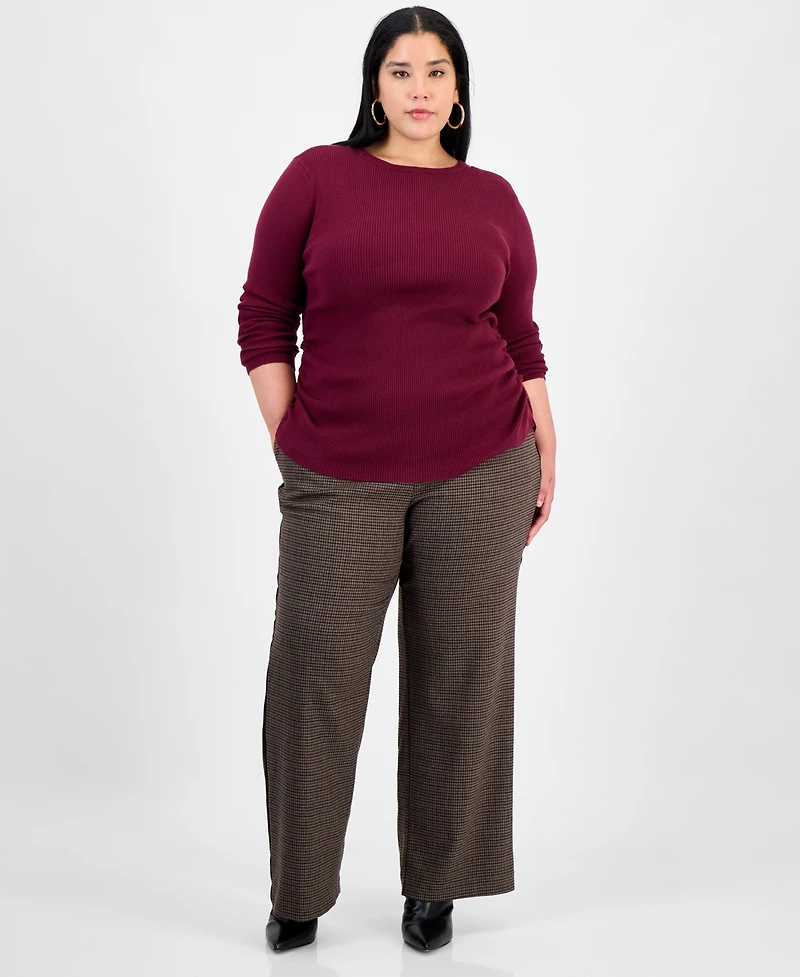 Bar Iii Trendy Plus Long Sleeve Ribbed Knit Top, Macy's Exclusive