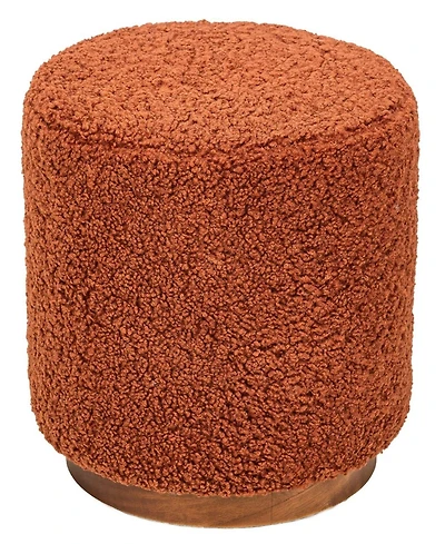 Nordlys - Terracotta Boucle Pouf with Wooden Base Vintage Style Upholstery Living Room